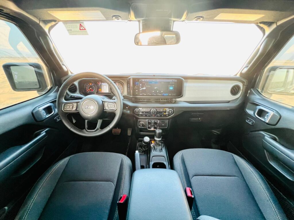 Interior Jeep Wrangler rental Dubai leather seats and cabin