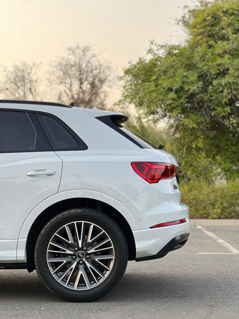 Side profile of Audi Q3 in Dubai Marina