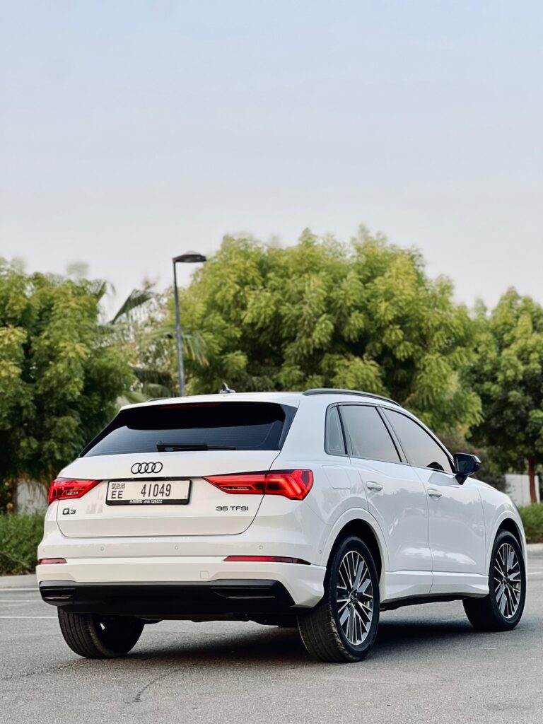 Side profile of Audi Q3 in Dubai Marina