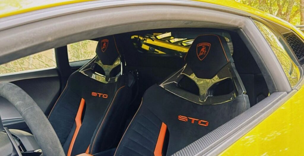 Lamborghini Huracan STO interior cockpit and Alcantara seats
