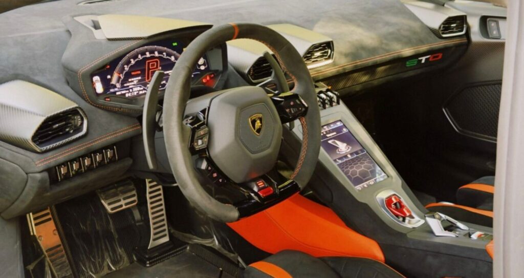 Lamborghini Huracan STO interior cockpit and Alcantara seats